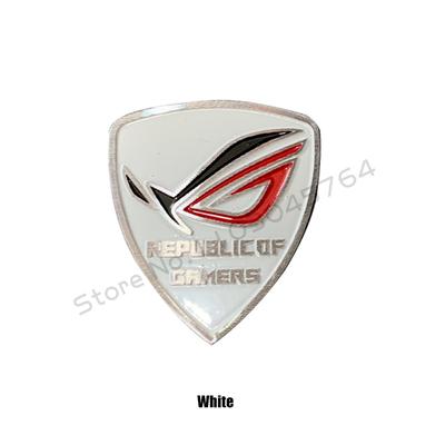 ROG Logo Computer Case Aluminum Sticker, Gamer Belief Label, PC MOD Part, Black White white