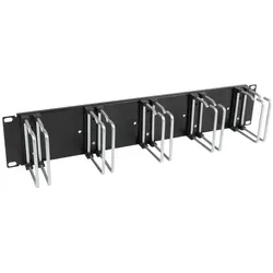 EFB Elektronik 19 2HE Kabelführungspanel 5 x Metall-Doppelbügel 75 mm RAL9005 (699983TS.1), Serverschrank Zubehör, Schwarz