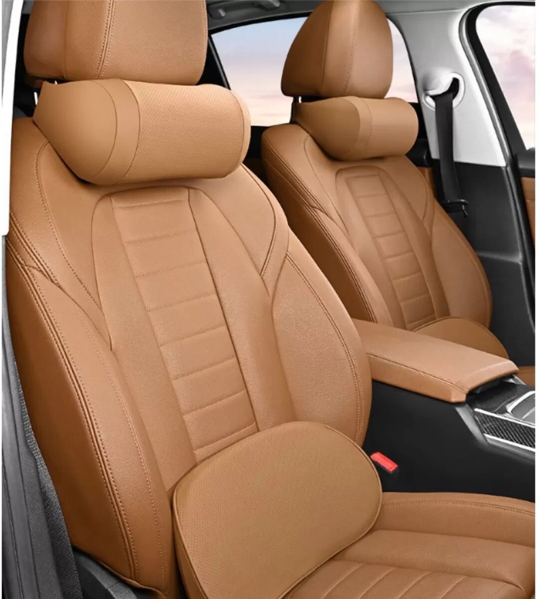 INF Auto Nackenkissen mit Memory Foam und Latex-Baumwolle für komfortable Kopf- und Nackenstütze Braun