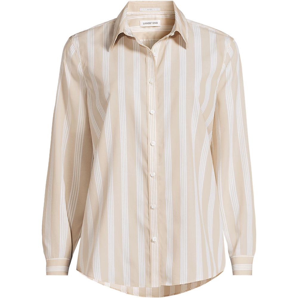 Bügelfreie Baumwoll-Bluse, Damen, size: regular, Beige, Baumwolle, by Lands' End