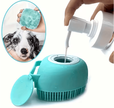 Inspire Picks SpaSoothe Silicone Pet Grooming Brush With Shampoo Dispenser blue 2pcs