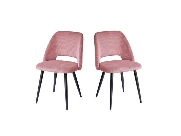 LuxusKollektion Esszimmerstuhl Esszimmerstuhl 2erSet Küchenstuhl Cordstreifen Rosa 2er-Set