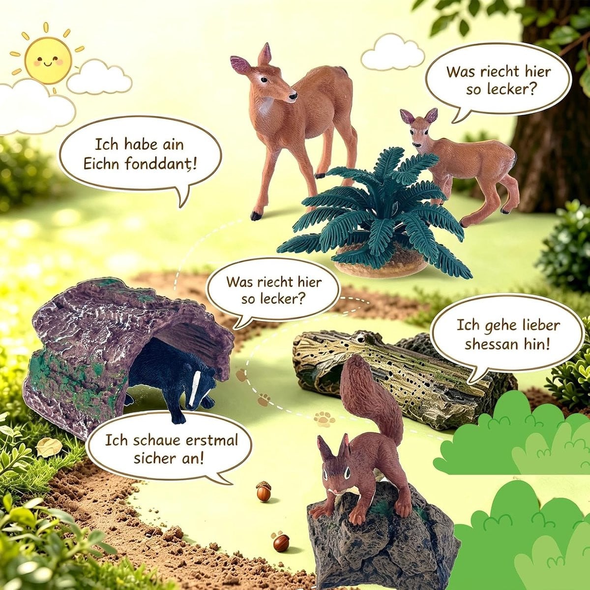 Dierenfigurenset met bosdieren en accessoires