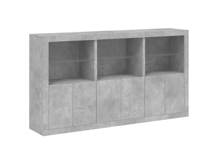 vidaXL Sideboard mit LED-Leuchten Betongrau 181,5x37x100 cm