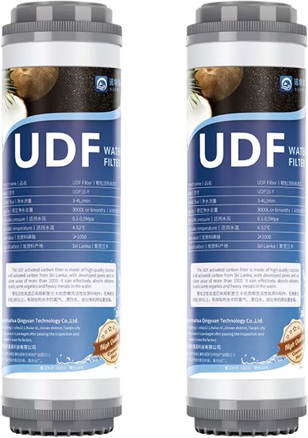 INF 2er-Pack 10-Zoll-Aktivkohle-Wasserfilterkartusche für universelle Passform