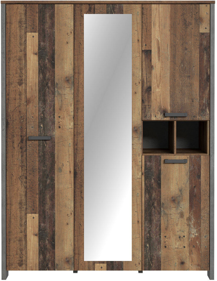 Mercury Lanham 4 Door Wardrobe Brown/Black 204.7cm H X 156.4cm W X 52.3cm D