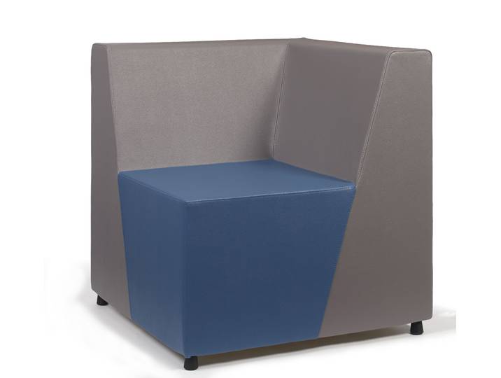 Chauffeuse d'accueil FLYN, Module 1 place Angle droit PVC Bleu/Gris