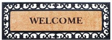 "A1 Home Collections Rubber Coir Myla Welcome Entry Double Doormat 18""x48"""