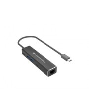 Conceptronic Adapter USB-C ->RJ45 Gigabit,2xUSB-C 2xUSB-A sw Digital/Daten Netzwerk (ABBY13B)