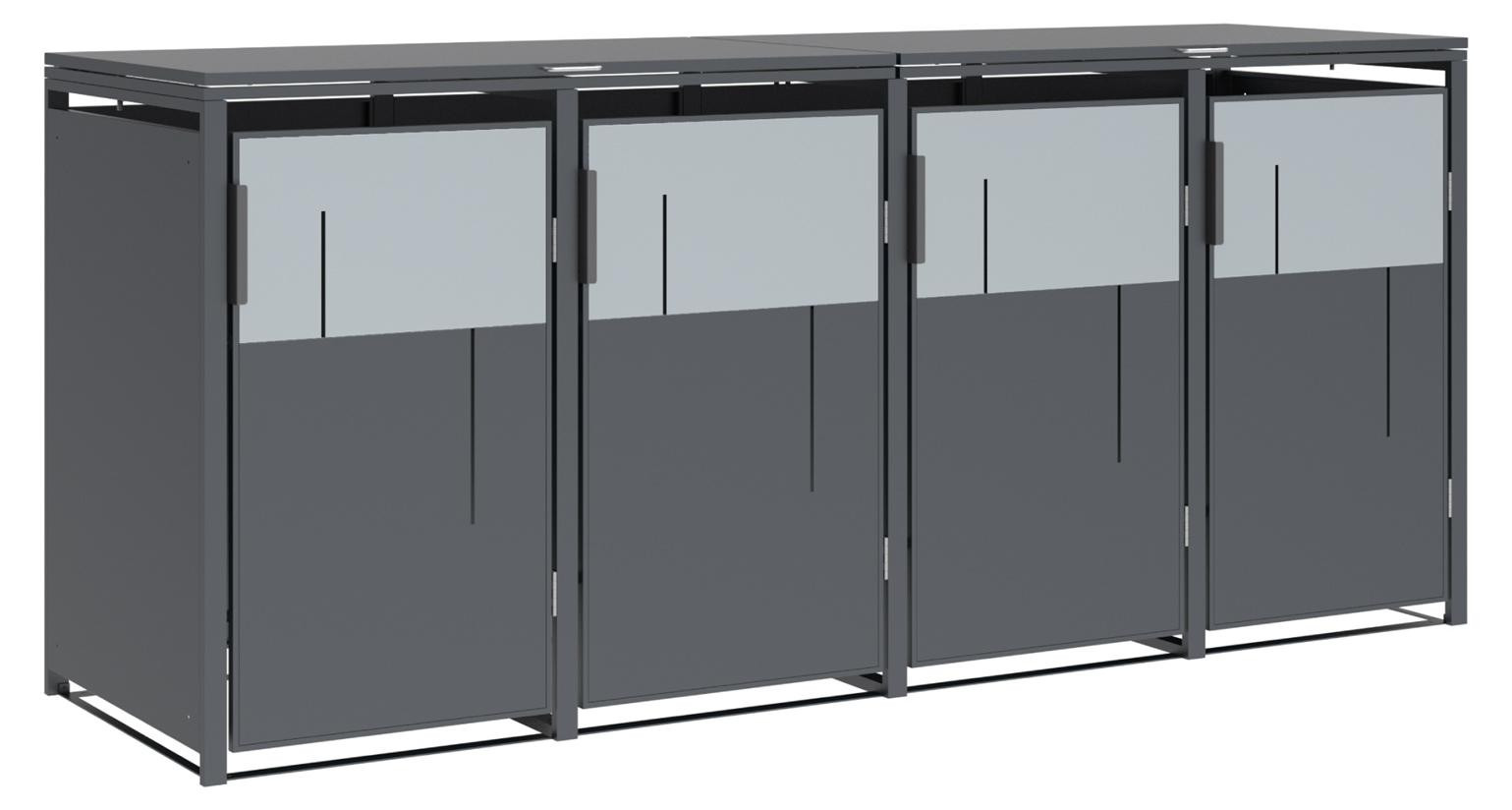 Westmann Tonus 4 Metall afvalcontainerbox voor 4 containers van 240 liter, antraciet
