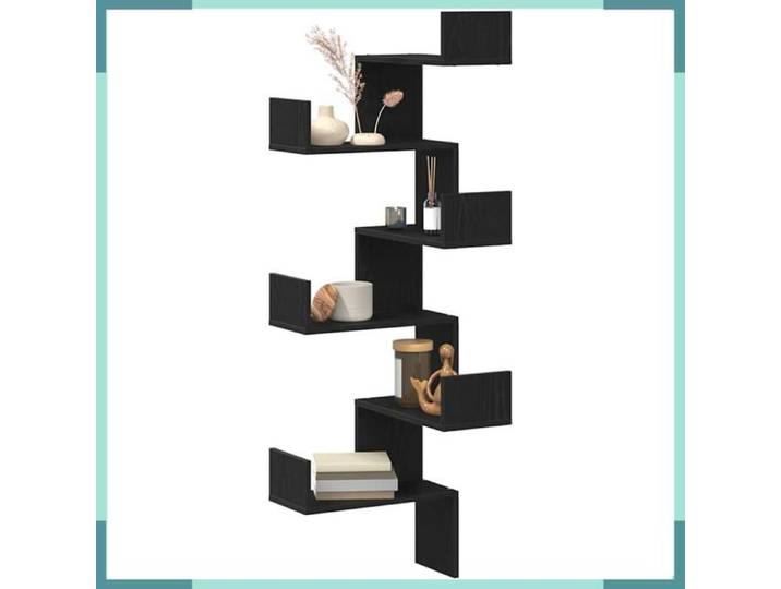 Étagère d'angle murale - 868053 - Chêne noir - 45 x 45 x 147 cm - 6 étagères