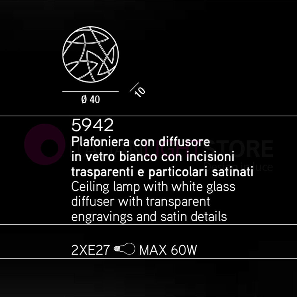 Delta Plafoniera Moderna D.40 Vetro Satinato