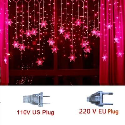 Inspire Select Christmas Snowflake LED Curtain String Lights Flashing Holiday Fairy Garland red eu Plug