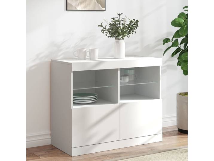 vidaXL Sideboard mit LED-Leuchten Weiß 81x37x67 cm