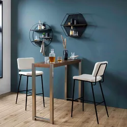 Bartisch Enora Walnussfarben Edelstahl ca. 150x100x40 cm