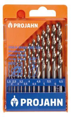 Projahn Spiralbohrer-Set BASIC, HSS-G, 13-teilig, Ø 1,5–6,5 mm / 0,5 mm Schritte, Kunststoffkassette