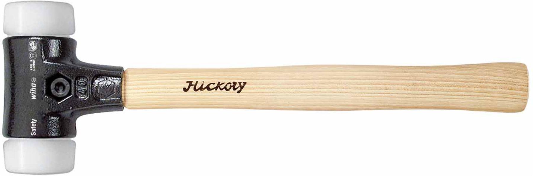 Wiha Schonhammer Safety sehr hart/sehr hart mit Hickory-Holzstiel, Rund-Schlagkopf 60 mm (26647)