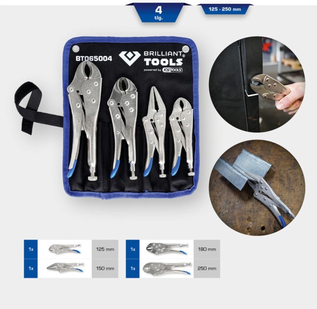 Brilliant Tools Jeu de pinces étau / pinces multiprises, 4 pcs (BT065004)