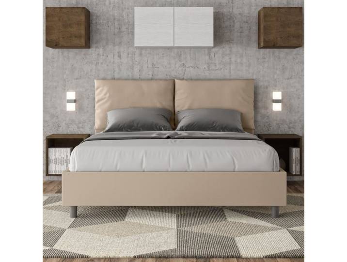 Lit Antea 160x210 avec sommier gris tourterelle