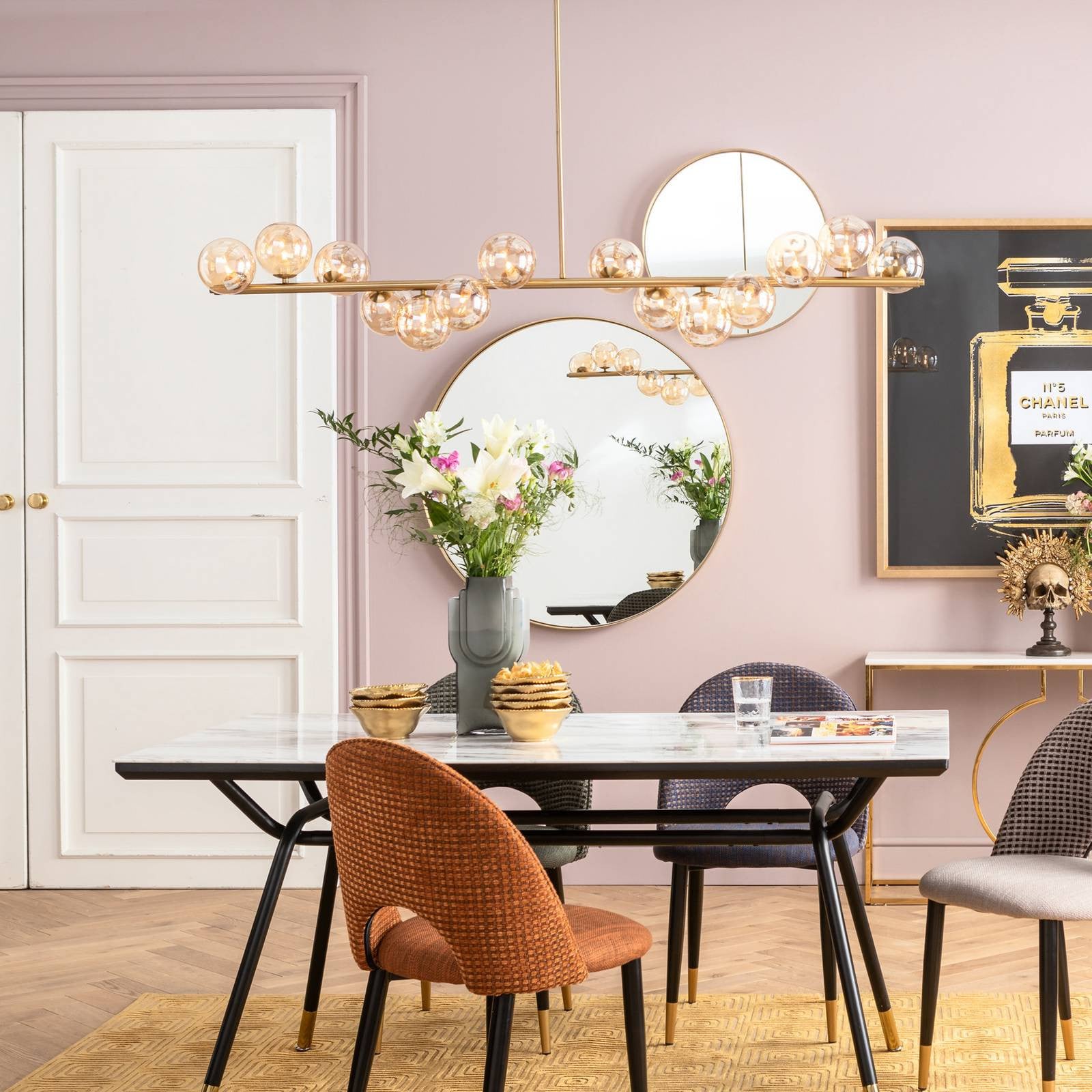 Kare Design Hanglamp Scala Balls, Goud/Messing, Dimbaar, 155 cm