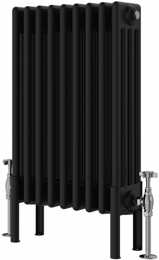Symple Stuff Altynay Horizontal Traditional 4 Column Radiator Black 600mm H x 425mm W x 140mm D