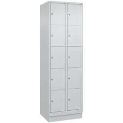 C+P Schließfachschrank Classic PLUS, Sockel, 2 Abteile, 1950x600x500mm, 7035/703