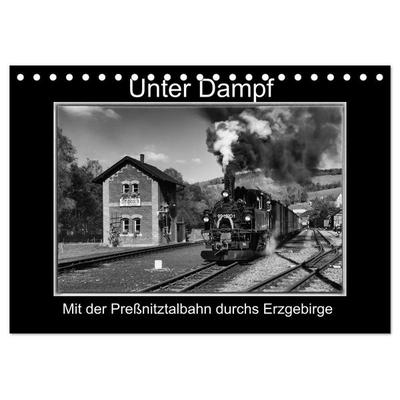 Unter Dampf - Mit der Preßnitztalbahn durchs Erzgebirge (Tischkalender 2026 DIN A5 quer), CALVENDO Monatskalender
