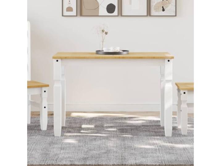 HEFZGDB Massiver Kiefernholz Esstisch Weiß 112x60x75 cm mit robuster Tischplatte für minimalistischen Stil und eleganten Charme in Küche oder Esszimmer, einfach zu reinigen,