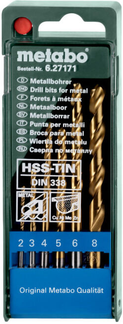 Coffret de forets HSS-TiN, 6 pièces metabo (627171000)