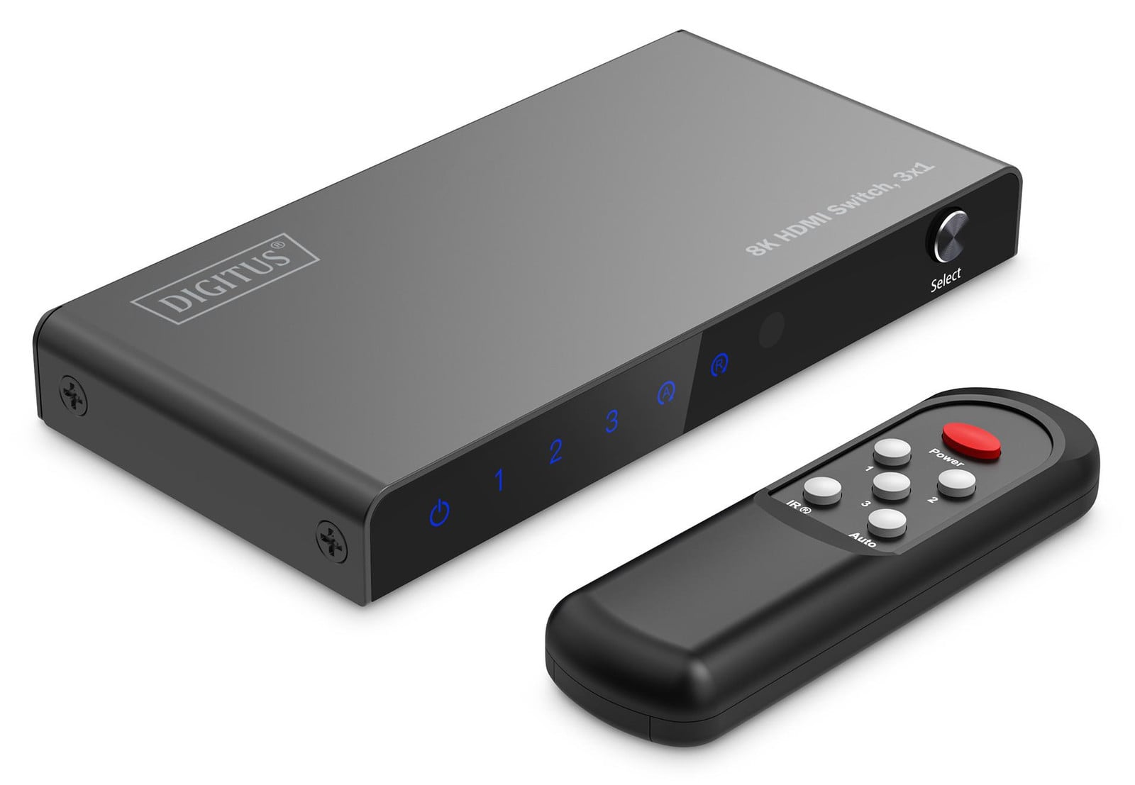 DIGITUS DS-55333 8K HDMI-schakelaar 3-weg (1 invoer, 3 uitgangen), zwart