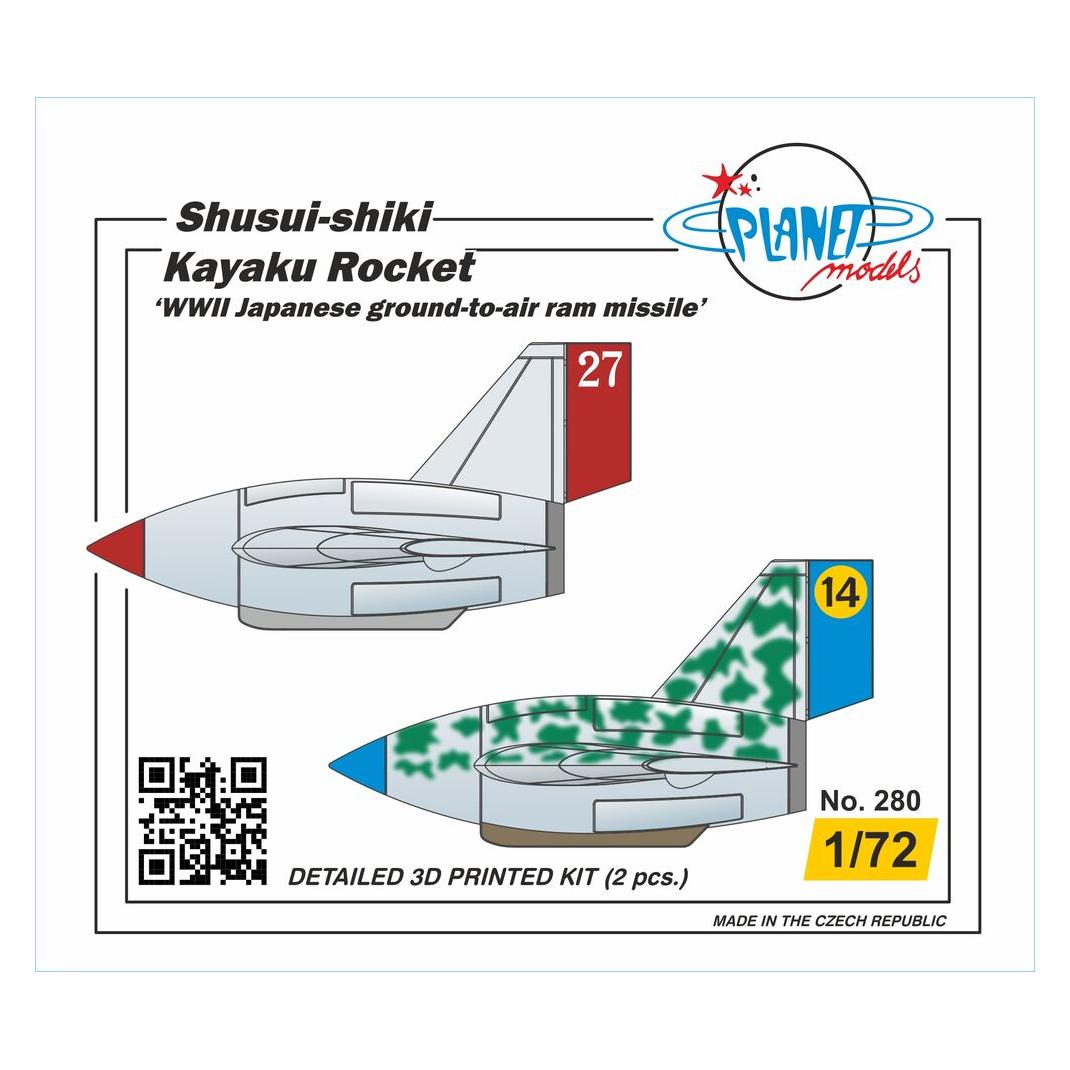 Planet Models Shusui-shiki Kayaku Rocket 'WWII Japanese ground-to-air ram missile' 2 pcs 1/72 (129-PLT280)