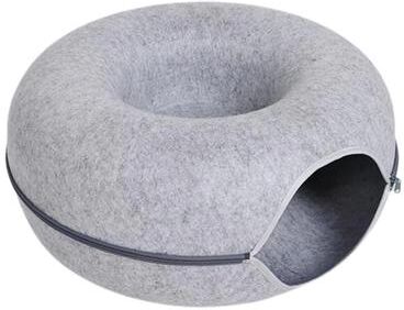 Uplift Essentials Interactive Felt Donut Cat Tunnel & Bed light Gray m