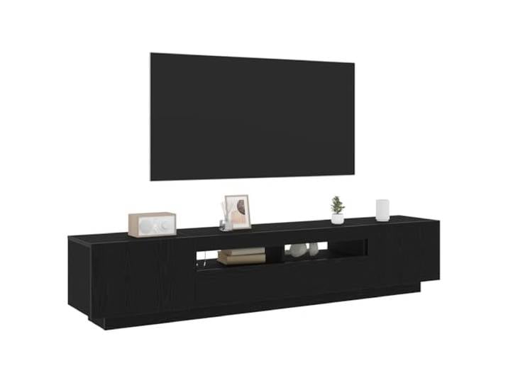 GKHPYURE Wandmontiertes TV-Schrank-Set, 2-teilig, schwarz, Holz bündige Türen, mehrfarbige LEDs USB, Wandmontage, einfache Montage, kleines Wohnzimmer