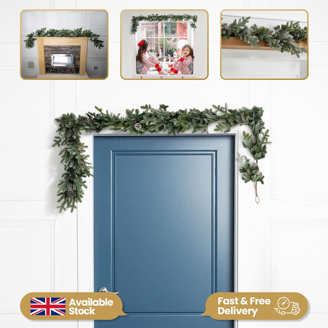 SHATCHI 16cm Faux Garland Green 45cm H X 35cm D X 16cm L