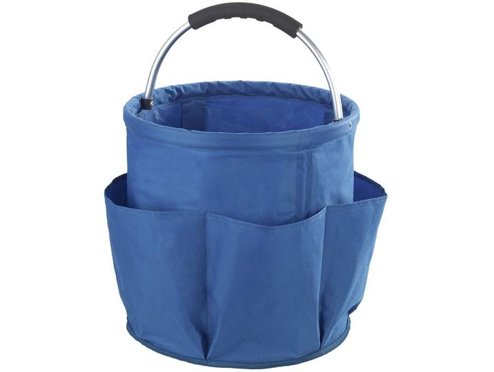 Organizer MAXIMEX Universal-Reinigungs-Caddy Modell HERKULES , blau, H:35cm Ø:35cm, Aluminium, Polyester, Aufbewahrungsboxen, Organizer, großes Hauptfach für Reinigungsmittel, 5 Außentaschen, faltbar, 34 l