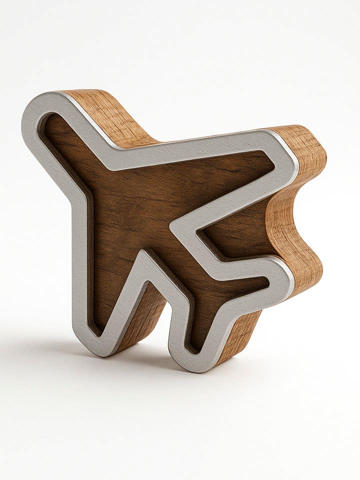 Samimi Blockdruck-Stempel ''Plane'' in Natur/ Weiß - (L)6,5 x (B)7 cm - onesize