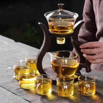 Multisell Products Hub Magnetic Flow Semi Automatic Glass Teapot Set, Lazy Kung Fu Drip Heat Resistant Tea Set Gift teapot And Cup