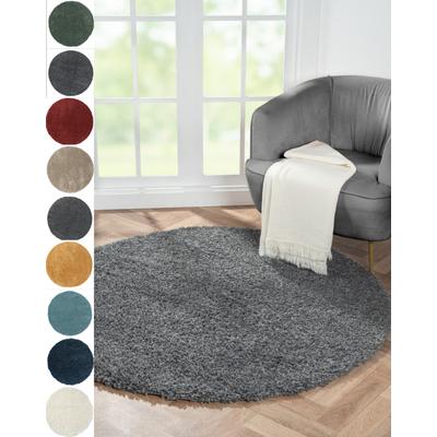 Hochflor-Teppich "My Shaggy", grau (dunkelgrau), H:37mm Ø:150cm, Polypropylen (PP), MYFLAIR MÖBEL & ACCESSOIRES, Teppiche, Uni-Farben, leicht glänzend, extra weich, auch in rund & als Läufer