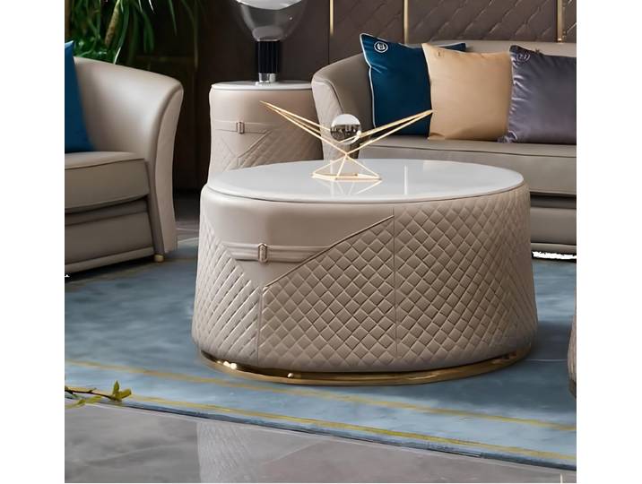 Xlmoebel Couchtisch Runder Design-Couchtisch aus edlen Materialien in modernem Stil (Couchtisch), Hergestellt in Europa
