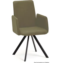 ARMLEHNSTUHL (6er-Set) Daune 52x92x60 Schwarz/Olivgrün