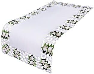 Xia Home Fashions Tannenbaum Embroidered Cutwork Holiday Table Runner, 12 by 28-Inch