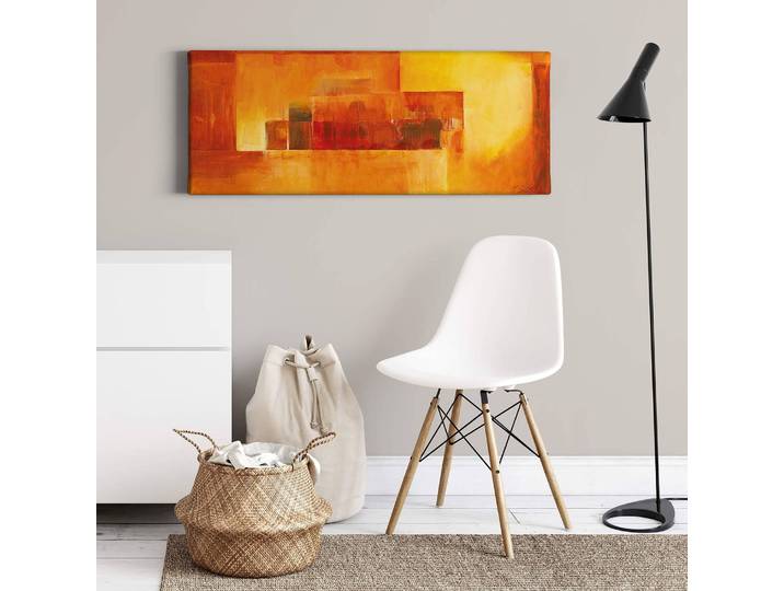 Leinwandbild Indian Summer Polyester PVC / Fichtenholz Orange 100 x 40cm