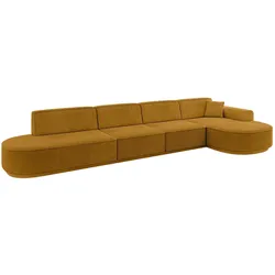 ECKSOFA Ottomane Rechts MARI-L3-v3 - 413x171x83 cm Senfgelb Cord