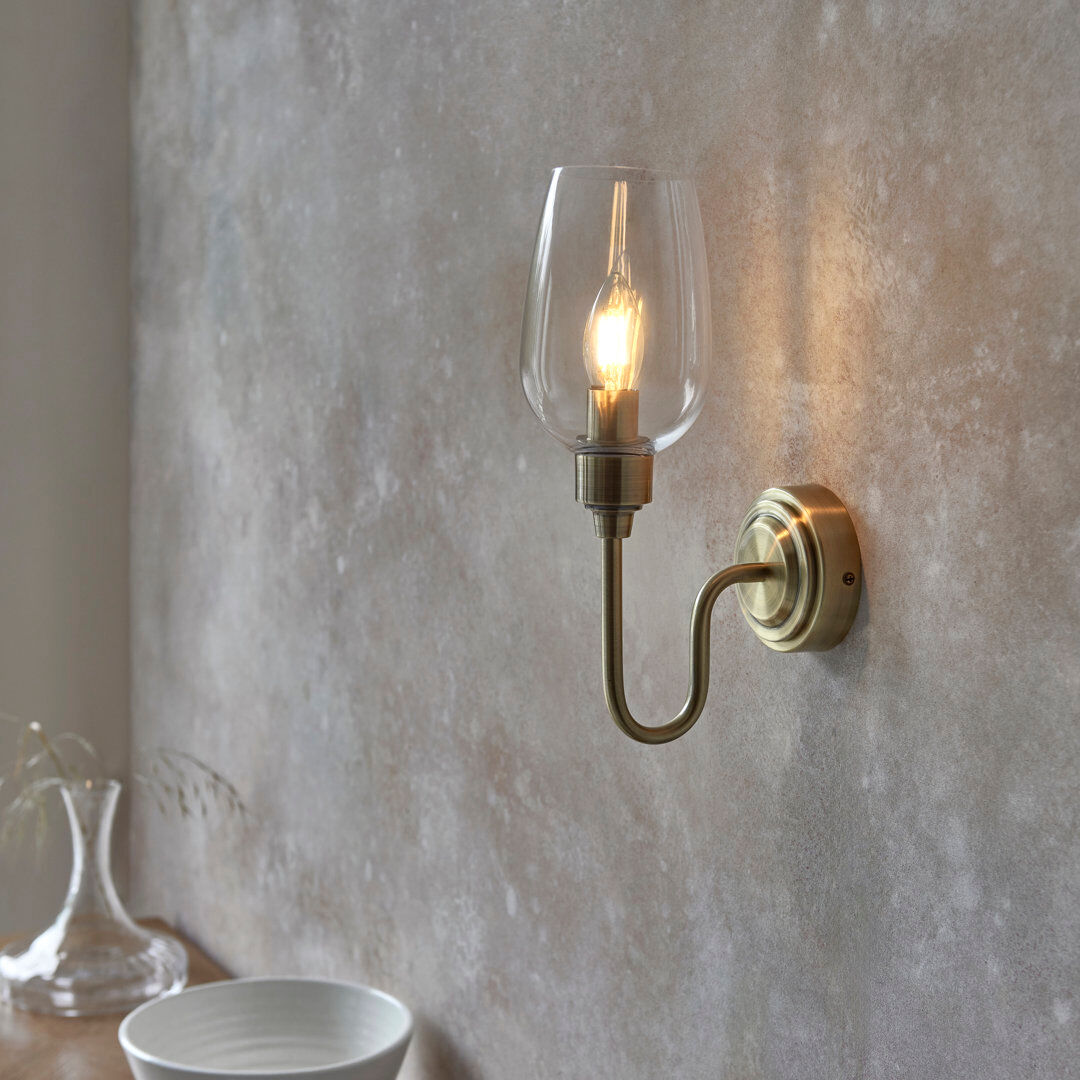 House of Hampton Hovey Nickel Armed Sconce Antique Brass Plate