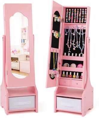 Kids Mirror Jewelry Armoire Cabinet Standing jewelry Organizer