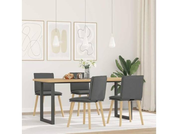 KGHFDVB 4er Set Esszimmerstühle Dunkelgrau Stoff mit Metall Holz Gestell Strapazierfähiger Stoff, dicke Polsterung, stabiles Metall-Holz-Gestell, vielseitig nutzbar