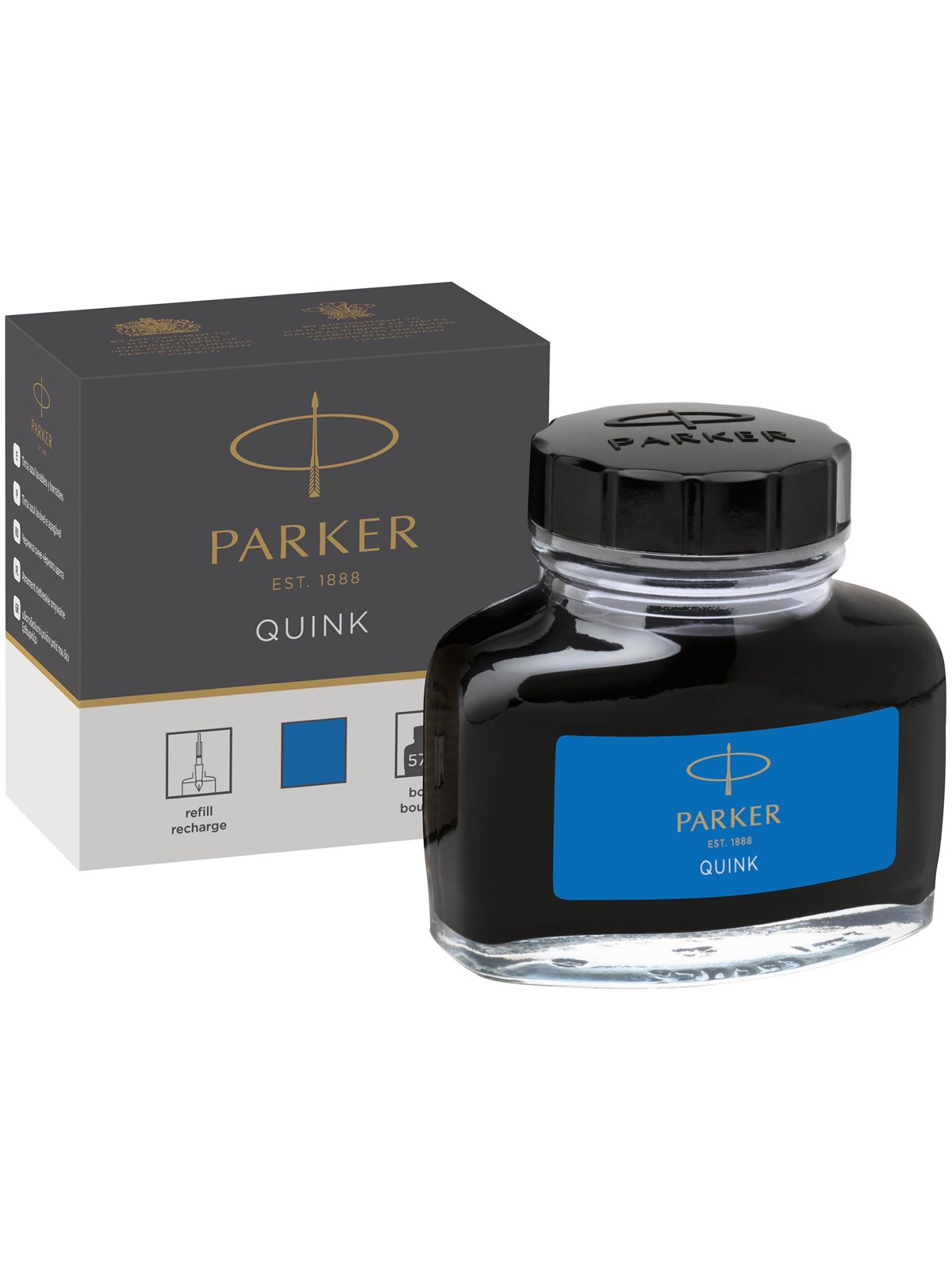Parker Quink Füllertinte im Tintenfass | auswaschbare blaue Tinte | 57 ml