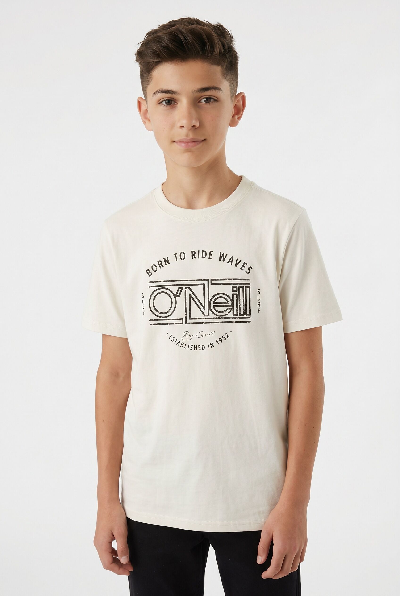 T-Shirt O'NEILL "O'NEILL MUIR T-SHIRT", Jungen, Gr. 152 (146), beige (snow weiß), Obermaterial: 100% Baumwolle, Shirts T-Shirt, für Kinder geeignet, aus atmungsaktiver Baumwolle snow weiß 152 (146)