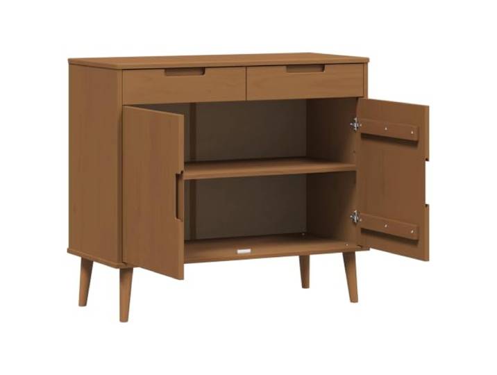 KTHLBRH Anrichte MOLDE Caramell 90 x 40 x 80 cm Massives Kiefernholz, technisches Holz, mehrere Fächer, für Wohnzimmer oder Esszimmer