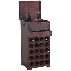 Weinregal Rhone Flaschenregal Regal Holzregal Kolonialstil, für 20 Flaschen, mit Schublade